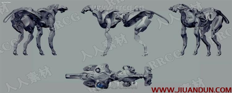 ZBrush科幻机械狗雕刻概念设计实例训练视频教程 3D 第2张
