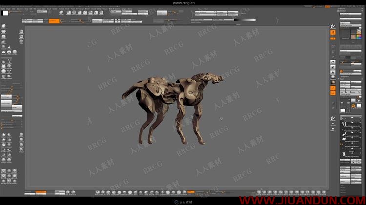 ZBrush科幻机械狗雕刻概念设计实例训练视频教程 3D 第8张