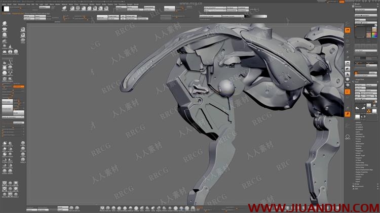 ZBrush科幻机械狗雕刻概念设计实例训练视频教程 3D 第15张