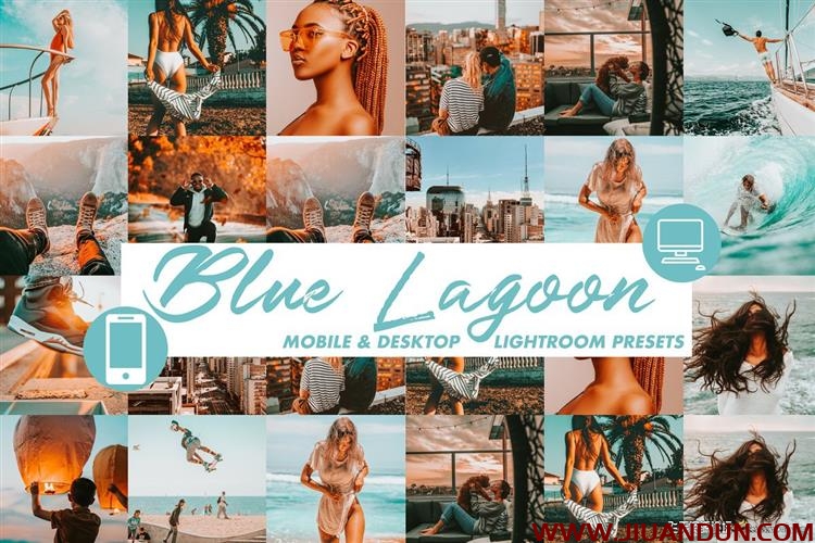 夏季旅拍质感橙色电脑+手机修图LR预设Lightroom Preset Blue Lagoon LR预设 第1张
