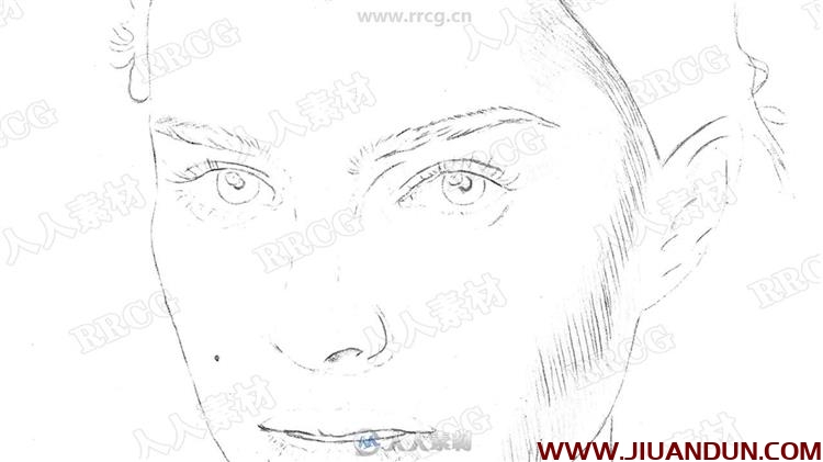 逼真人物肖像素描传统手绘实例训练视频教程 CG 第6张