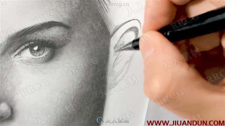 逼真人物肖像素描传统手绘实例训练视频教程 CG 第11张
