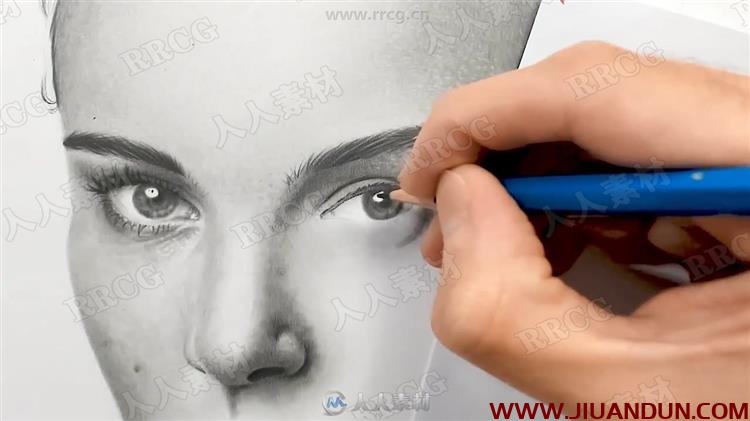 逼真人物肖像素描传统手绘实例训练视频教程 CG 第14张