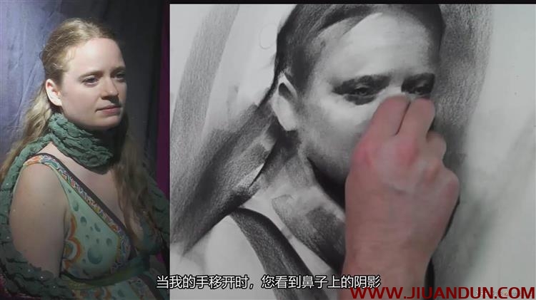 内森·福克斯(Nathan Fowkes)用木炭笔绘制人物肖像中文字幕 CG 第8张