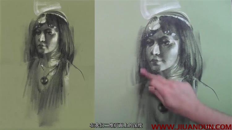内森·福克斯(Nathan Fowkes)用木炭笔绘制人物肖像中文字幕 CG 第12张