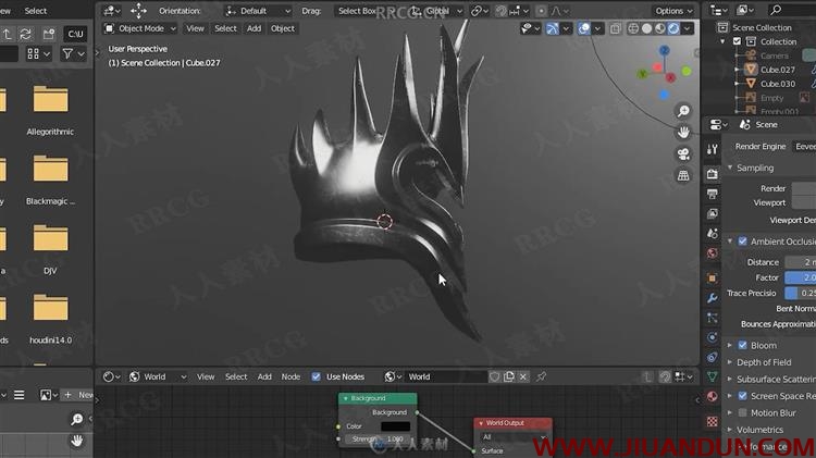 Blender黑暗幻想头盔多边形建模视频教程 3D 第3张