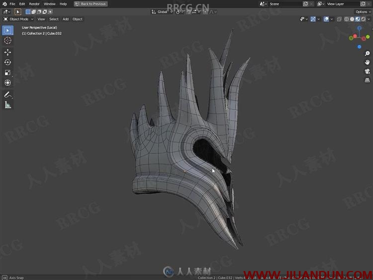 Blender黑暗幻想头盔多边形建模视频教程 3D 第5张