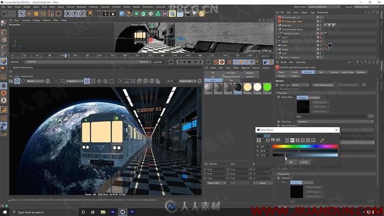 C4D渲染创建空间训练太空火车站场景建模视频教程 C4D 第17张