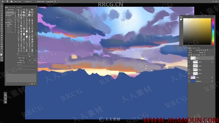 John Wallin Liberto云彩云朵数字绘画实例训练视频教程 CG 第6张