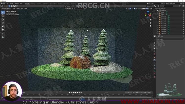 Blender圣诞树小屋建模初学者入门训练视频教程 3D 第6张