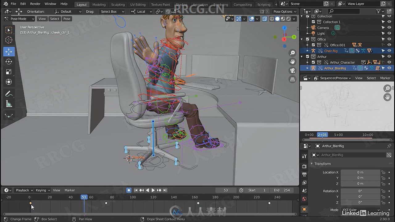 Blender办公室上班族角色动画创建视频教程 3D 第11张