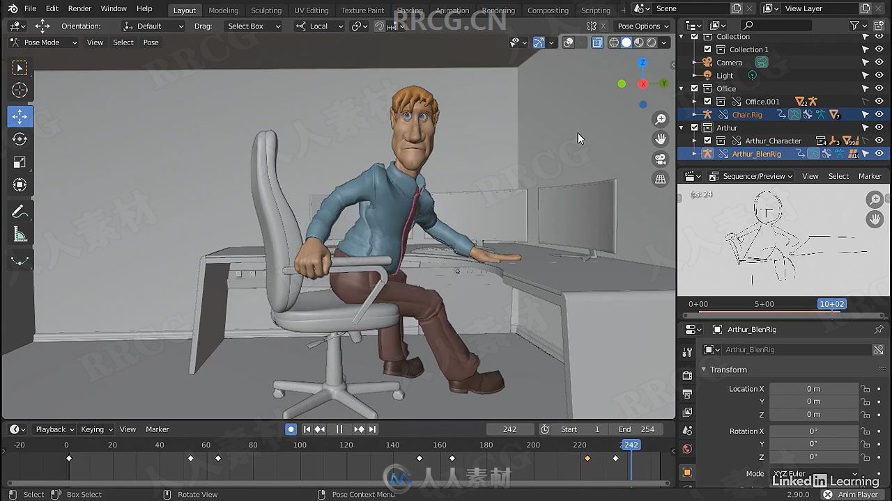 Blender办公室上班族角色动画创建视频教程 3D 第12张