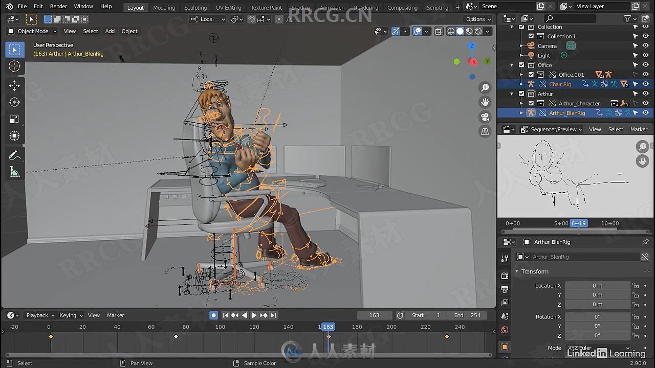 Blender办公室上班族角色动画创建视频教程 3D 第9张